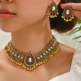 Ethnic Stone Necklace & Jhumka Earrings